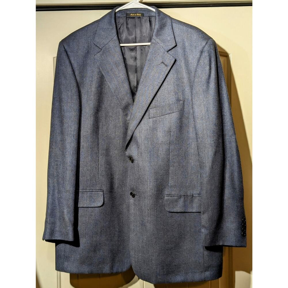 Zino Made in Italy Regent Blue Silk/Wool Two Button Men's Blazer Size 44R